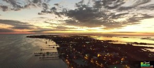 drone aerial sunset ambergris caye